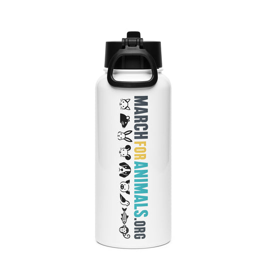 White March for Animals stainless steel water bottle.